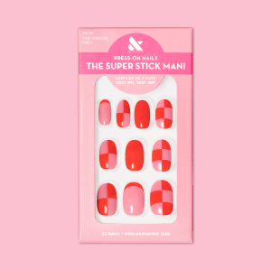 Pink Checker Party | Short | Round - Tab Press-On