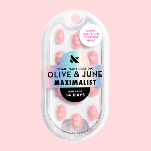 3D Crystal Hearts - Press-On | Extra Short | Round