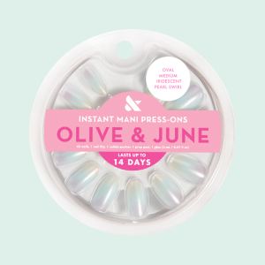 Iridescent Pearl Swirl Shimmer - Press-On | Medium | Oval