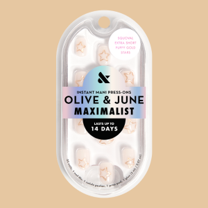 Puffy Gold Stars - Press-On | Extra Short | Squoval