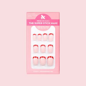 Tonal Valentine French | Extra Short | Squoval - Tab Press-On